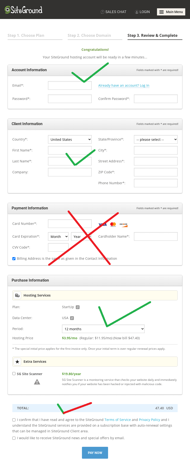 siteground pay with paypal